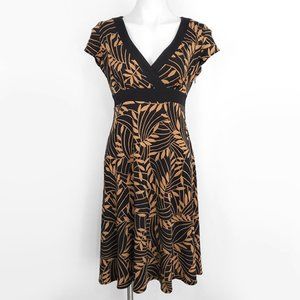 Dressbarn Botanical Leaf Print Modest Dress 10